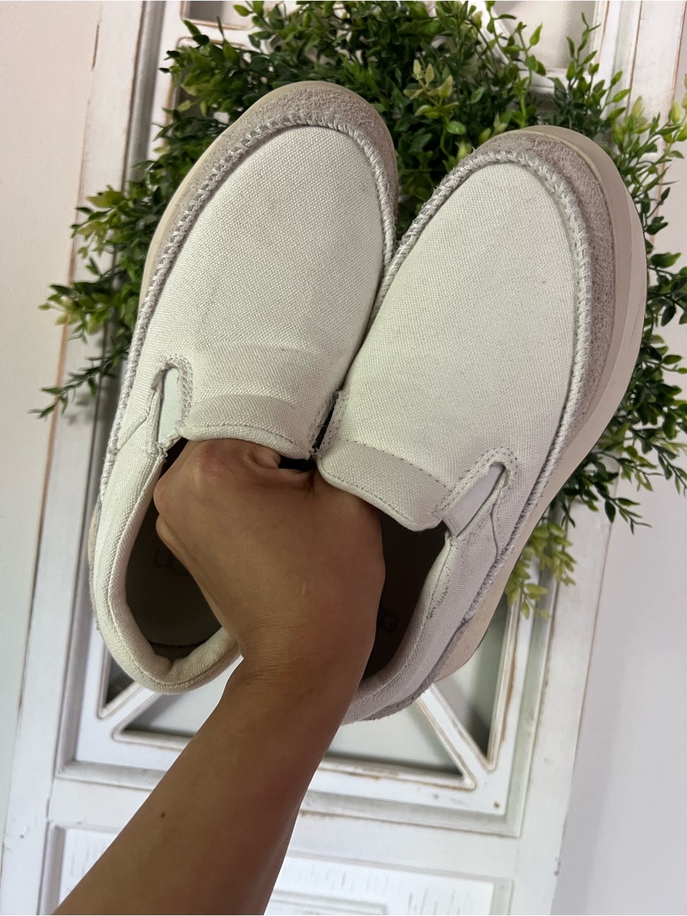 UGG Slip-On Platform Sneakers in Off-White